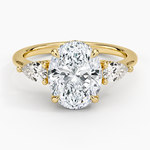 Adorned Opera Three Stone Diamond Ring (1/2 ct. tw.) Yellow Gold 18k Oval Engagement Ring