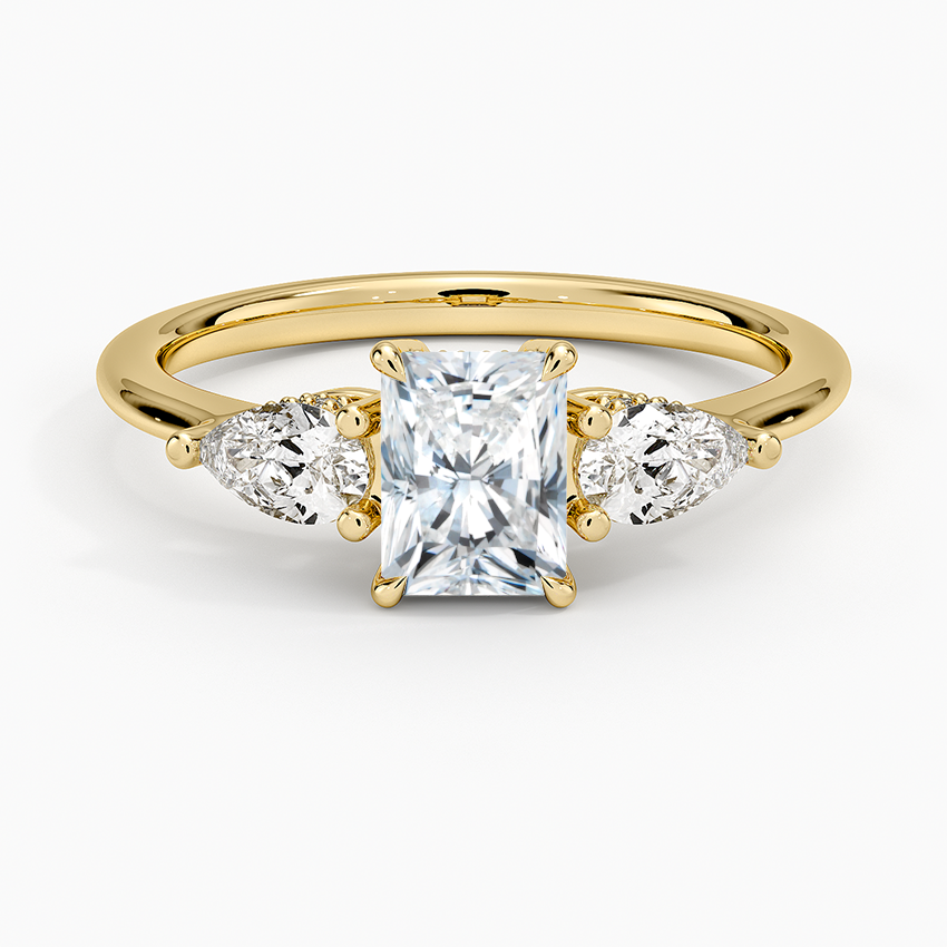 Adorned Opera Three Stone Diamond Ring (1/2 ct. tw.) Yellow Gold 18k Radiant Engagement Ring