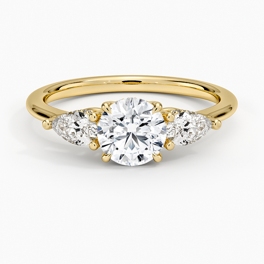 Adorned Opera Three Stone Diamond Ring (1/2 ct. tw.) Yellow Gold 18k Round Engagement Ring