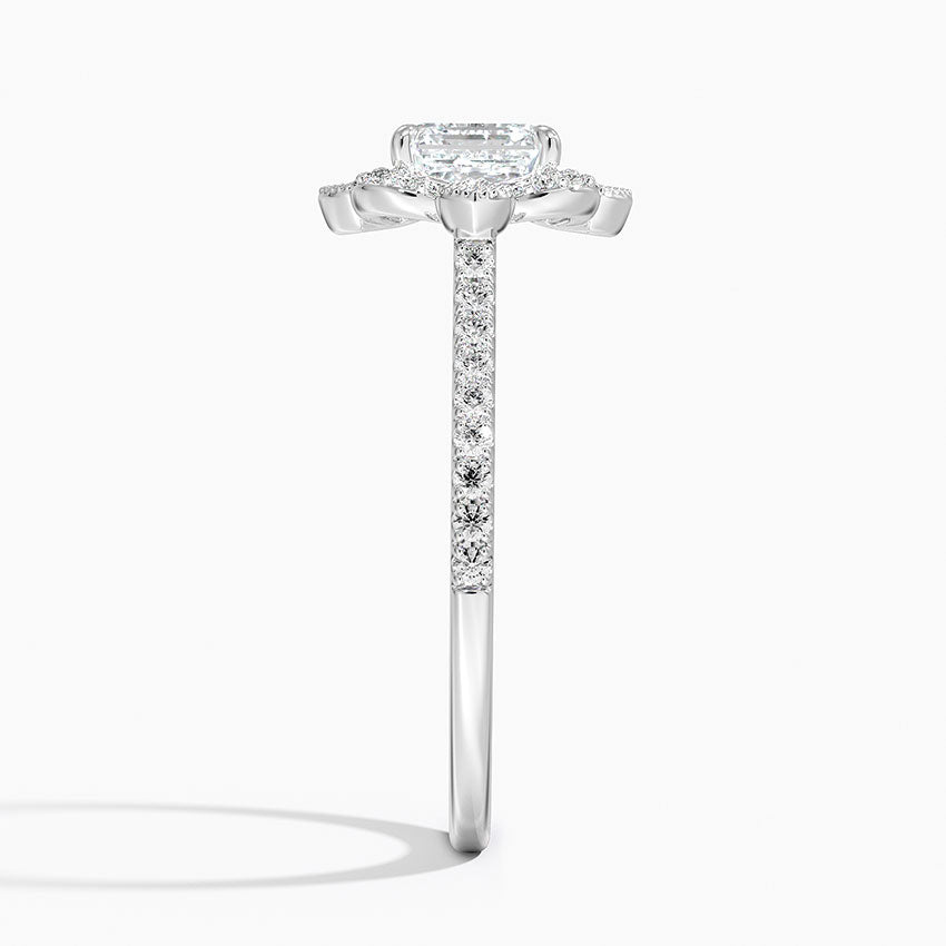Reina Halo Diamond Ring Platinum Asscher Engagement Ring