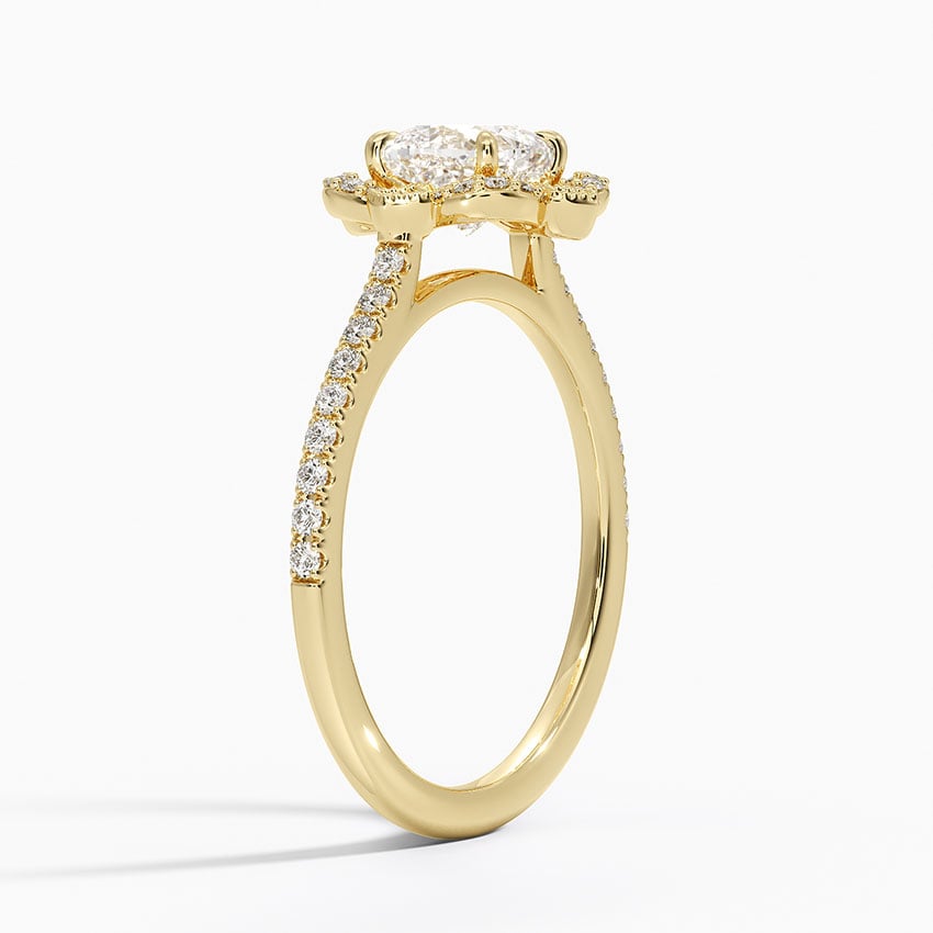 Reina Halo Diamond Ring Yellow Gold 18k Cushion Engagement Ring