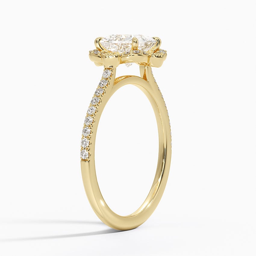 Reina Halo Diamond Ring Yellow Gold 18k Princess Engagement Ring