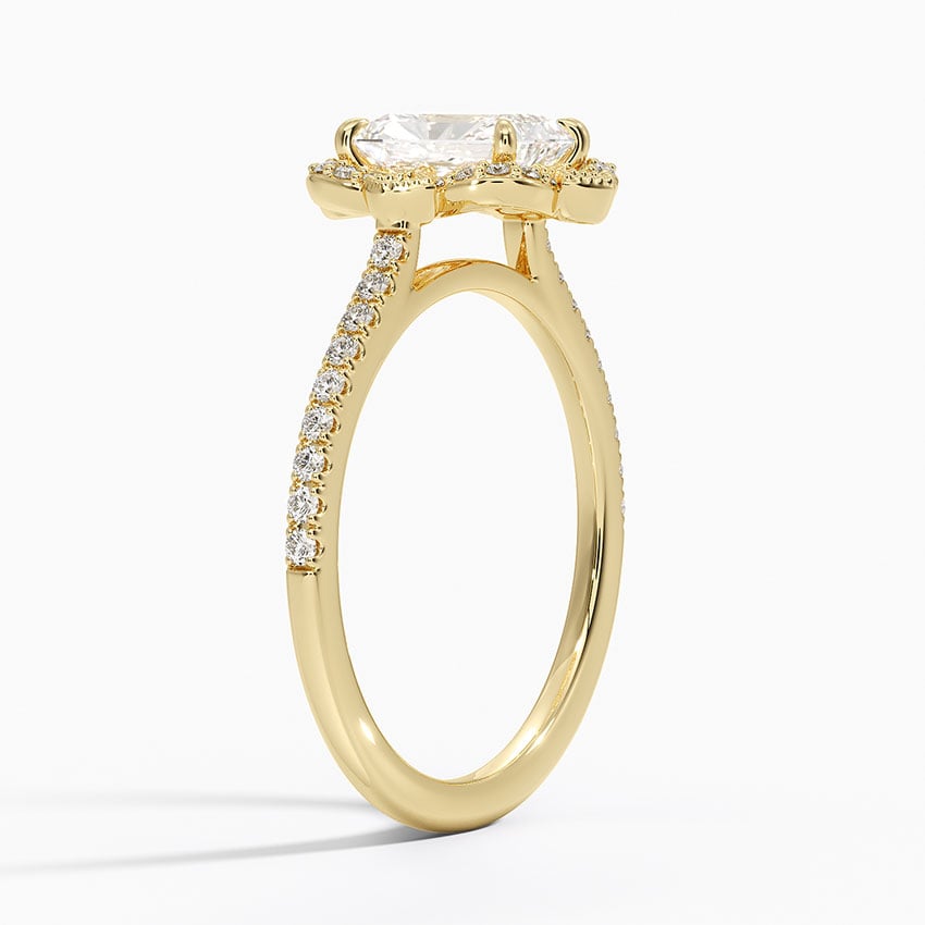 Reina Halo Diamond Ring Yellow Gold 18k Radiant Engagement Ring