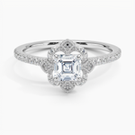 Reina Halo Diamond Ring Platinum Asscher Engagement Ring