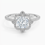 Reina Halo Diamond Ring Platinum Cushion Engagement Ring