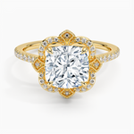 Reina Halo Diamond Ring Yellow Gold 18k Cushion Engagement Ring