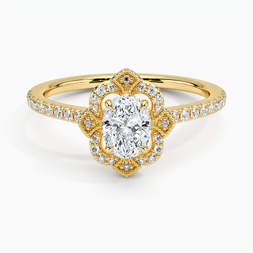 Reina Halo Diamond Ring Yellow Gold 18k Oval Engagement Ring