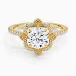 Reina Halo Diamond Ring Yellow Gold 18k Round Engagement Ring
