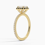 Waverly Halo Diamond Ring with Black Diamond Accents Yellow Gold 18k Asscher Engagement Ring