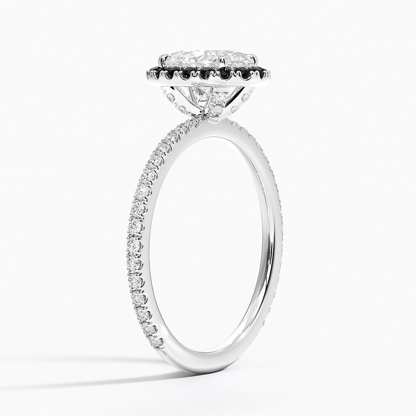 Waverly Halo Diamond Ring with Black Diamond Accents Platinum Oval Engagement Ring