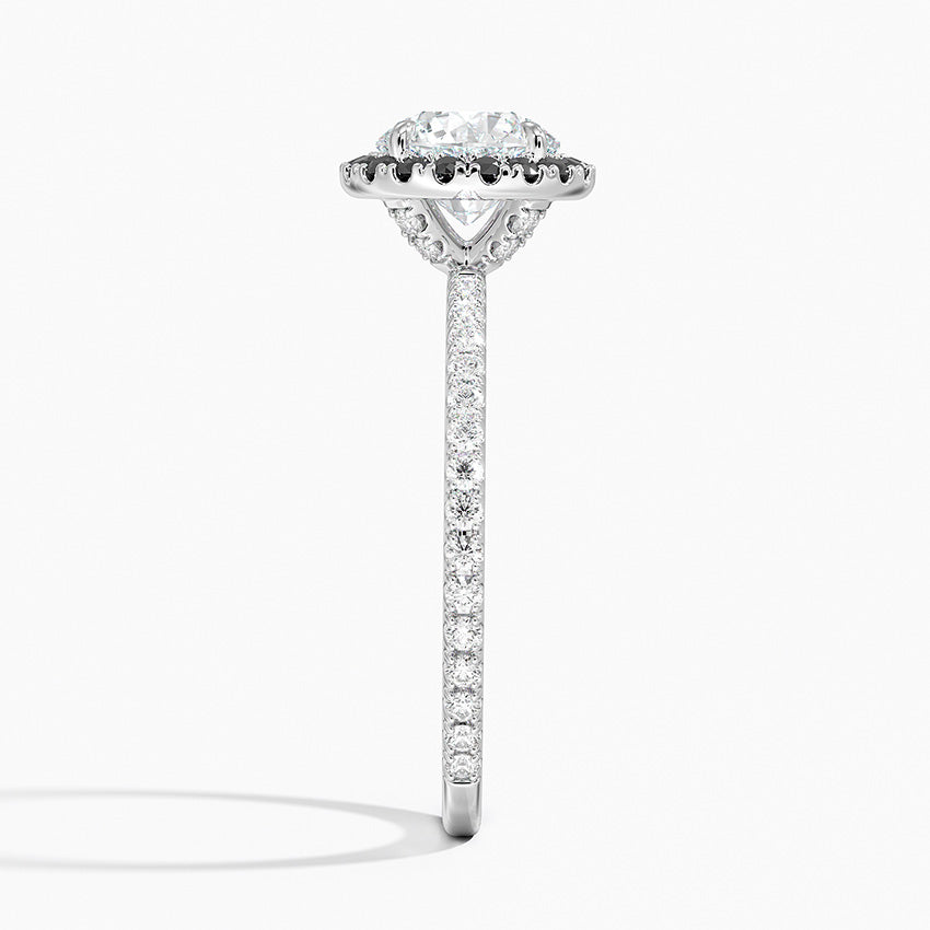 Waverly Halo Diamond Ring with Black Diamond Accents Platinum Round Engagement Ring