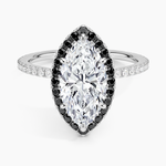 Waverly Halo Diamond Ring with Black Diamond Accents Platinum Marquise Engagement Ring