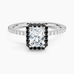 Waverly Halo Diamond Ring with Black Diamond Accents Platinum Radiant Engagement Ring