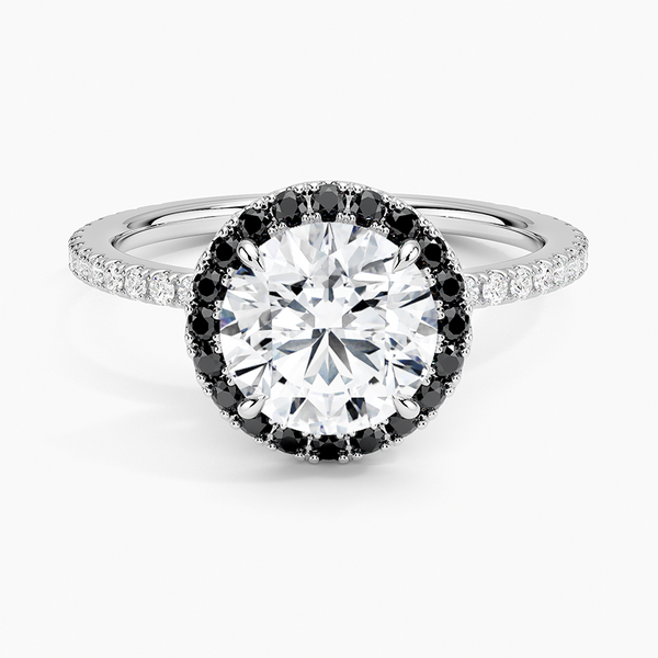 Waverly Halo Diamond Ring with Black Diamond Accents Engagement Ring