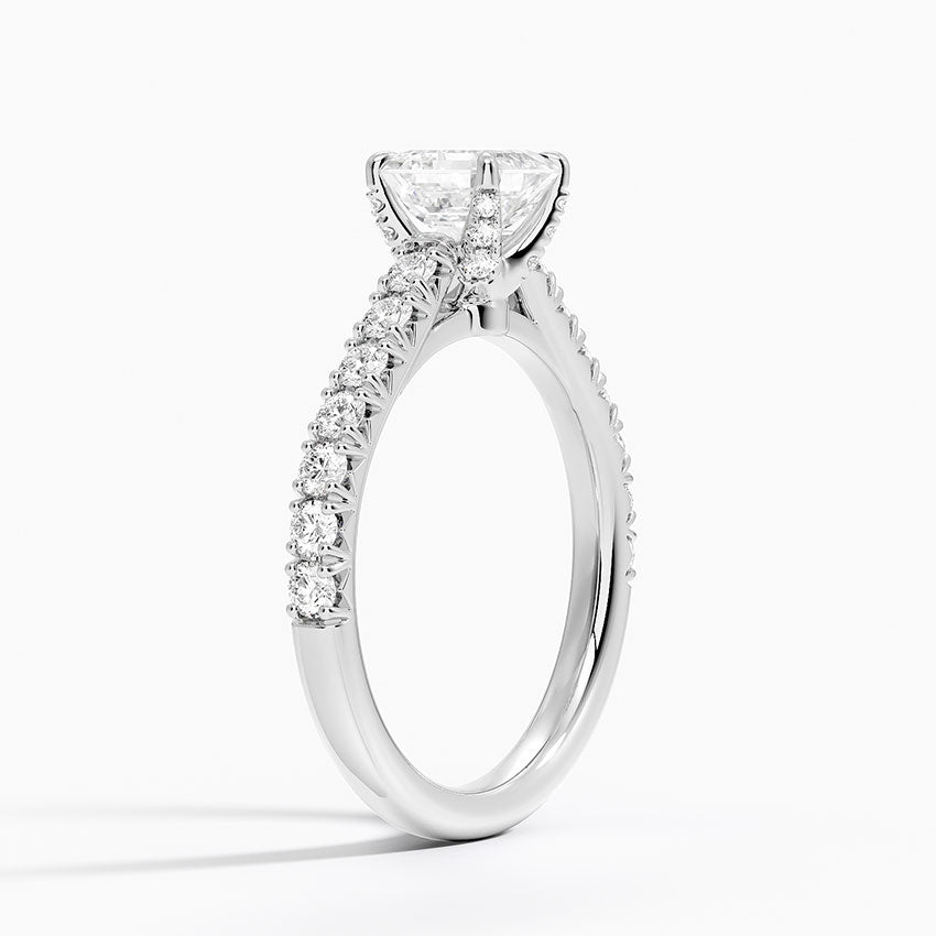 Sienna Half Coverage Hidden Accents Diamond Ring (1/2 ct. tw.) Platinum Asscher Engagement Ring