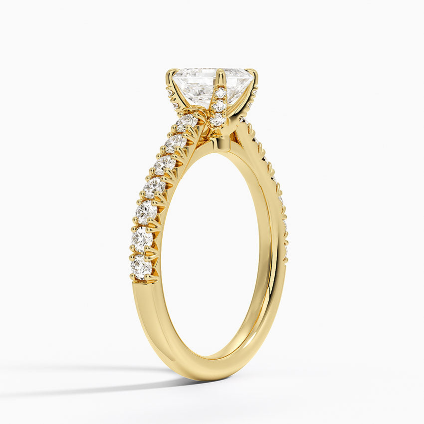 Sienna Half Coverage Hidden Accents Diamond Ring (1/2 ct. tw.) Yellow Gold 18k Asscher Engagement Ring