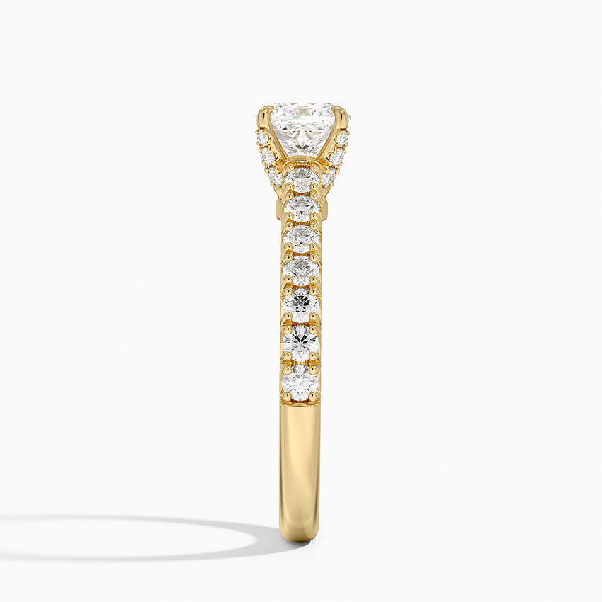 Sienna Half Coverage Hidden Accents Diamond Ring (1/2 ct. tw.) Yellow Gold 18k Cushion Engagement Ring