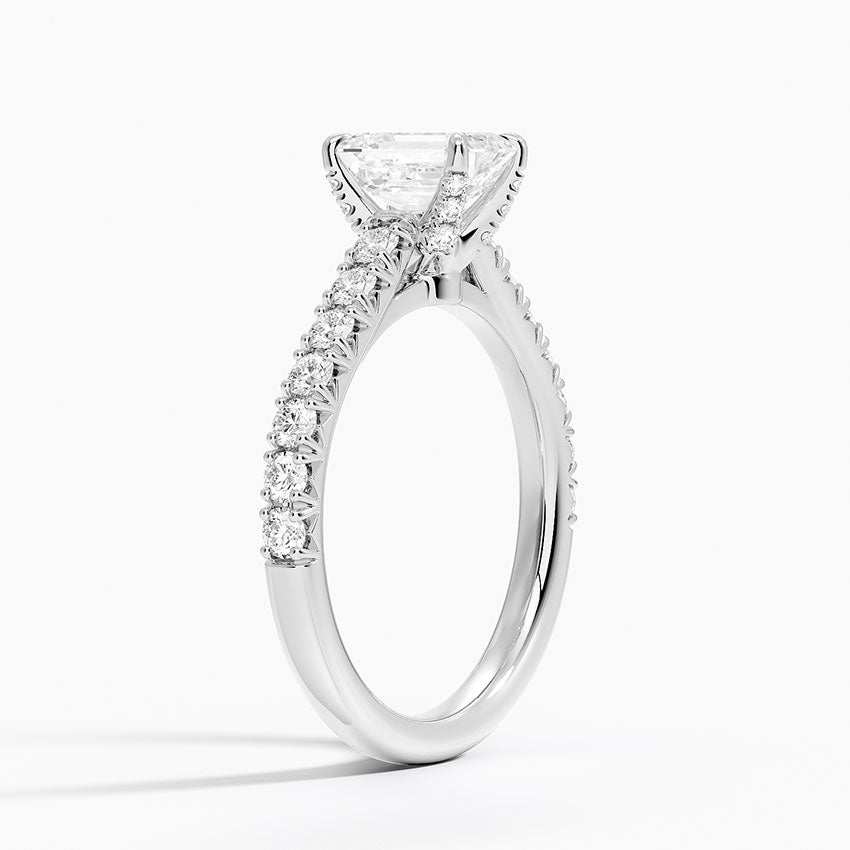 Sienna Half Coverage Hidden Accents Diamond Ring (1/2 ct. tw.) Platinum Emerald Engagement Ring
