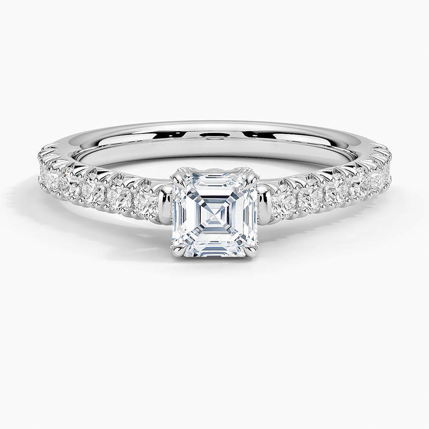 Sienna Half Coverage Hidden Accents Diamond Ring (1/2 ct. tw.) Platinum Asscher Engagement Ring