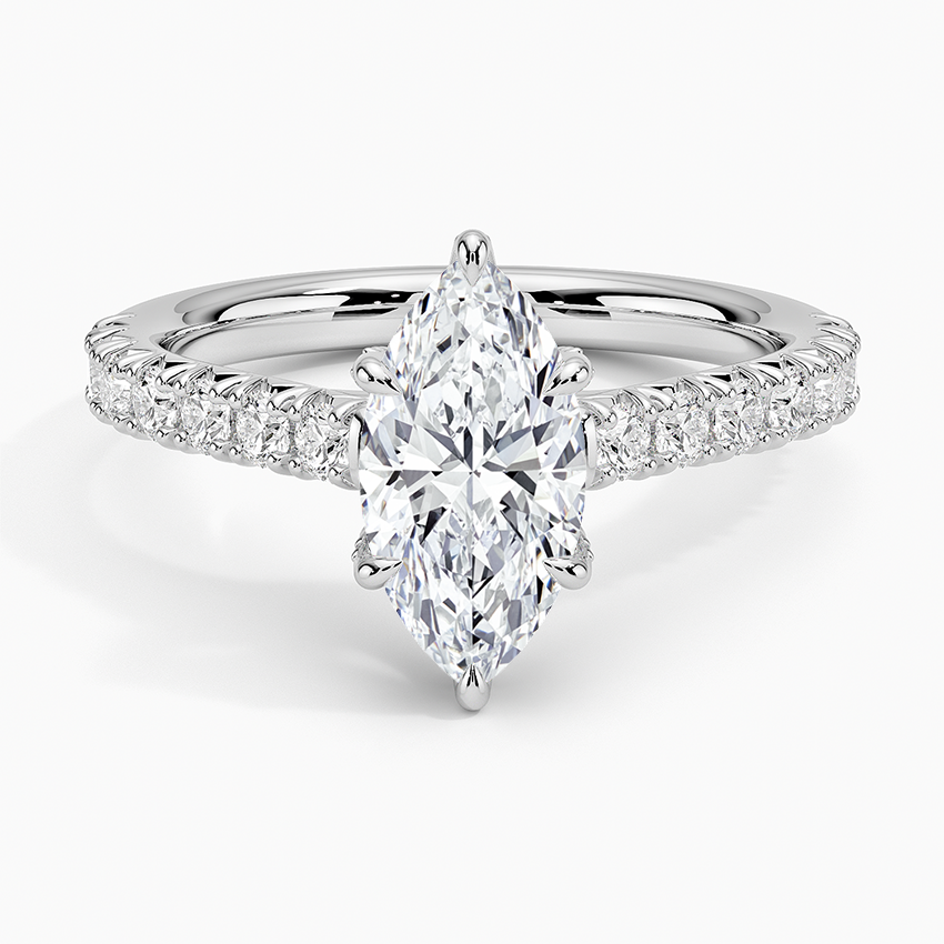 Sienna Half Coverage Hidden Accents Diamond Ring (1/2 ct. tw.) Platinum Marquise Engagement Ring