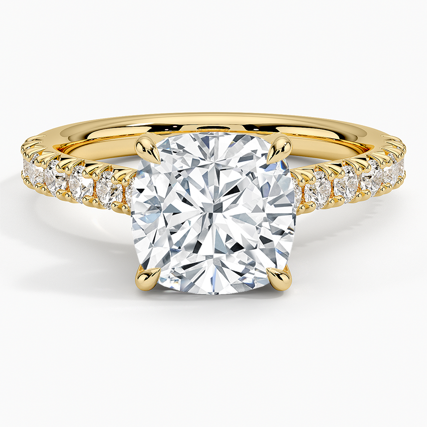 Sienna Half Coverage Hidden Accents Diamond Ring (1/2 ct. tw.) Yellow Gold 18k Cushion Engagement Ring