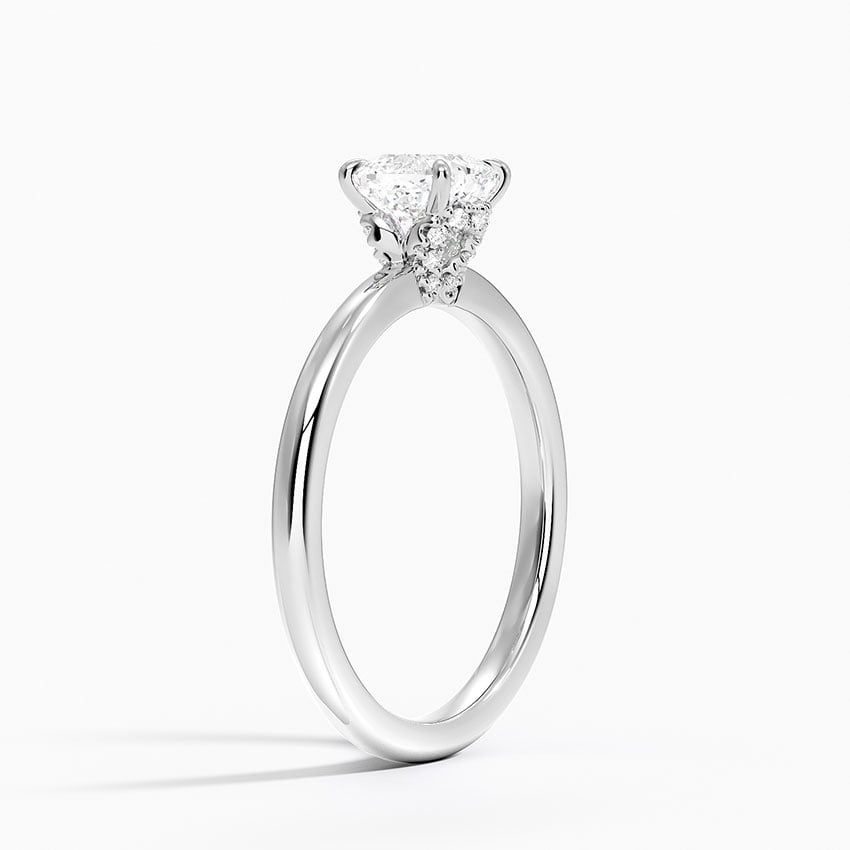 Hidden Heart Diamond Ring Platinum Cushion Engagement Ring