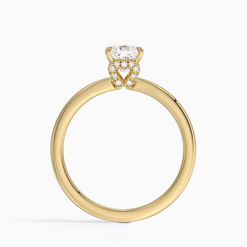 Hidden Heart Diamond Ring Yellow Gold 18k Cushion Engagement Ring