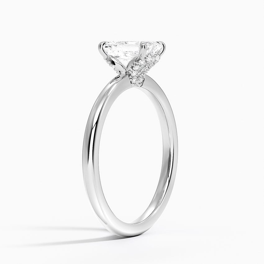 Hidden Heart Diamond Ring Platinum Emerald Engagement Ring
