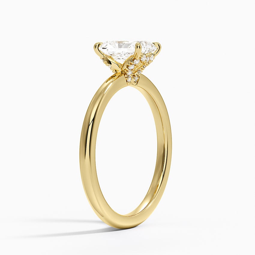 Hidden Heart Diamond Ring Yellow Gold 18k Radiant Engagement Ring