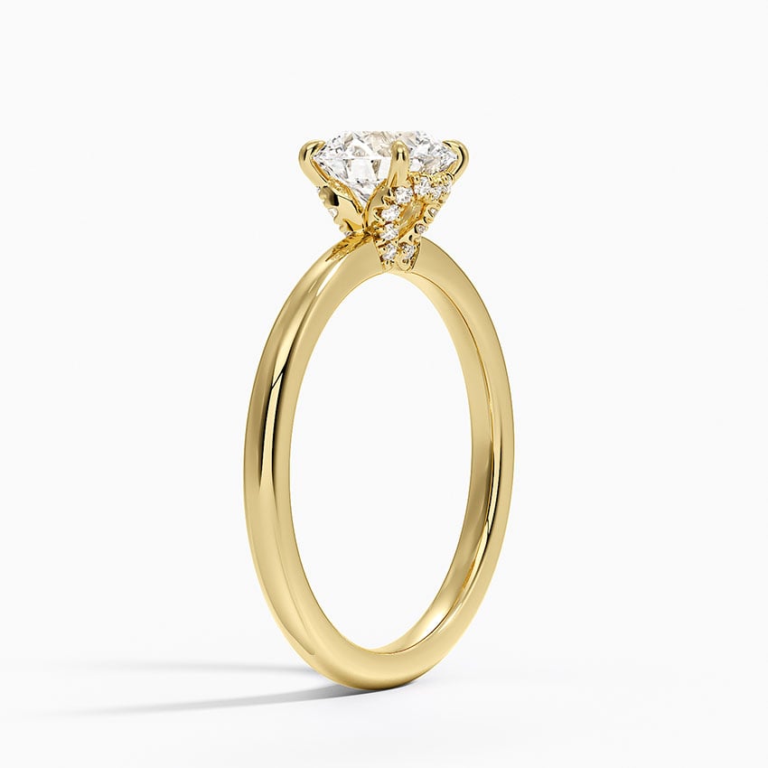 Hidden Heart Diamond Ring Yellow Gold 18k Round Engagement Ring