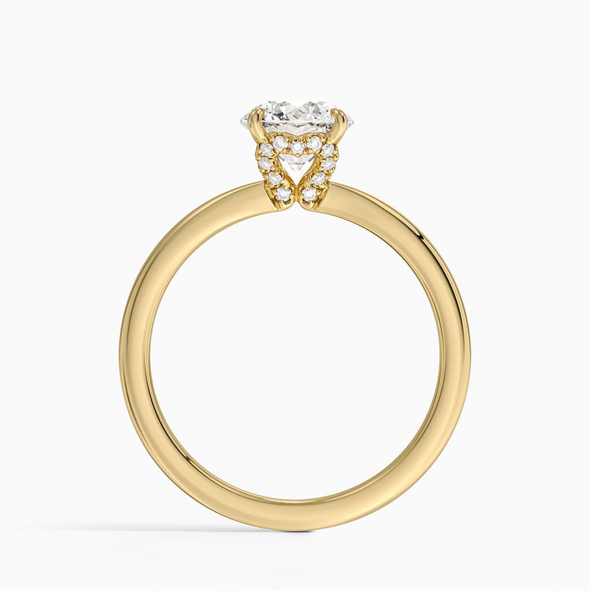Hidden Heart Diamond Ring Yellow Gold 18k Round Engagement Ring