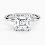 Hidden Heart Diamond Ring Platinum Asscher Engagement Ring