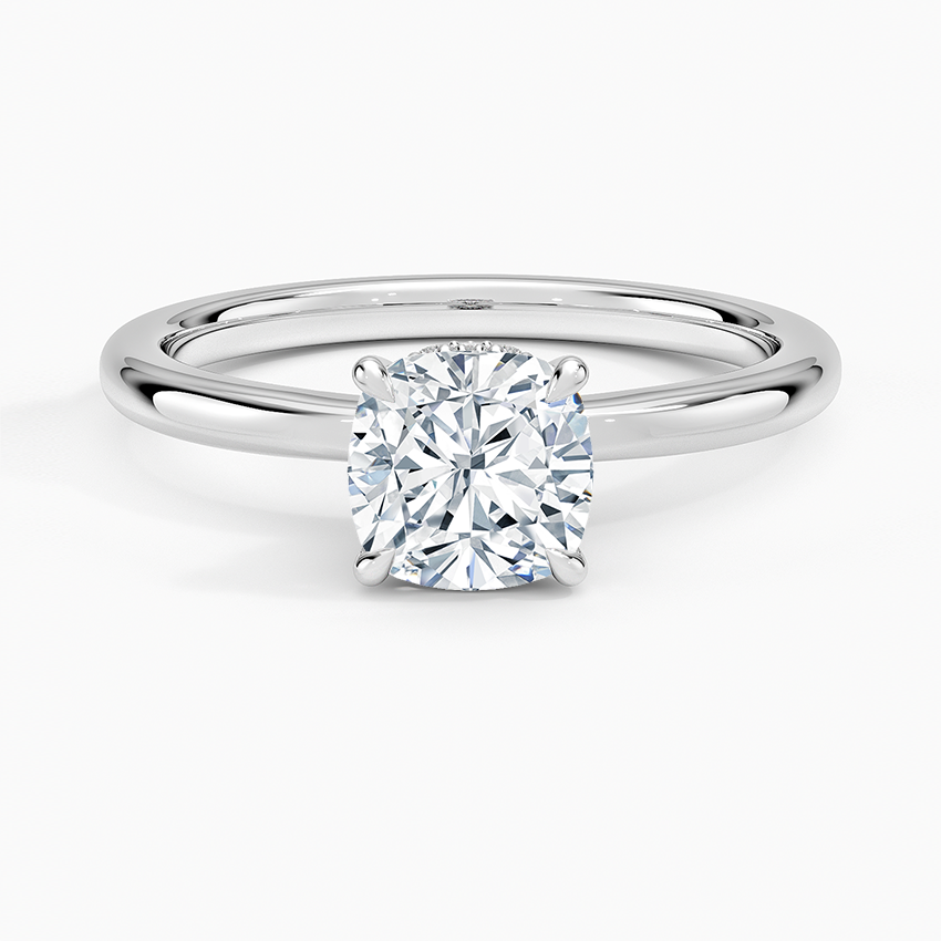 Hidden Heart Diamond Ring Platinum Cushion Engagement Ring