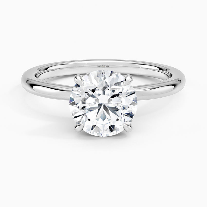 Hidden Heart Diamond Ring Platinum Round Engagement Ring