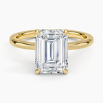Hidden Heart Diamond Ring Yellow Gold 18k Emerald Engagement Ring