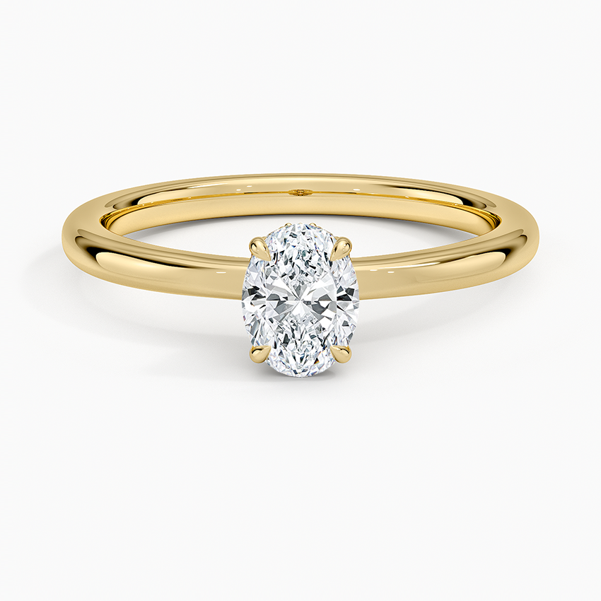Hidden Heart Diamond Ring Yellow Gold 18k Oval Engagement Ring