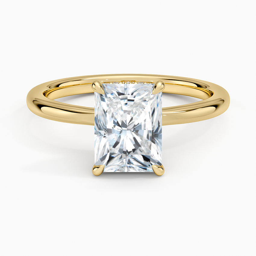 Hidden Heart Diamond Ring Yellow Gold 18k Radiant Engagement Ring
