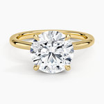 Hidden Heart Diamond Ring Yellow Gold 18k Round Engagement Ring