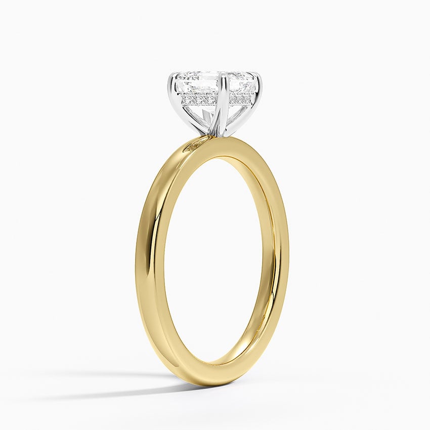 Platinum Mixed Metal Audrey 2mm Diamond Ring Yellow Gold 18k Asscher Engagement Ring