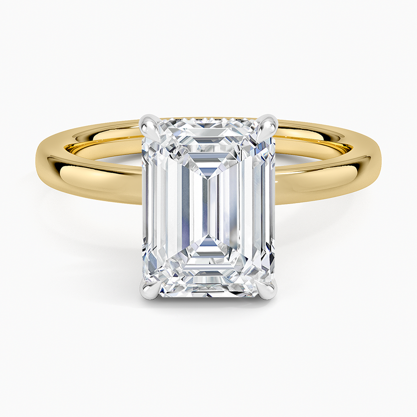 Platinum Mixed Metal Audrey 2mm Diamond Ring Platinum Emerald Engagement Ring
