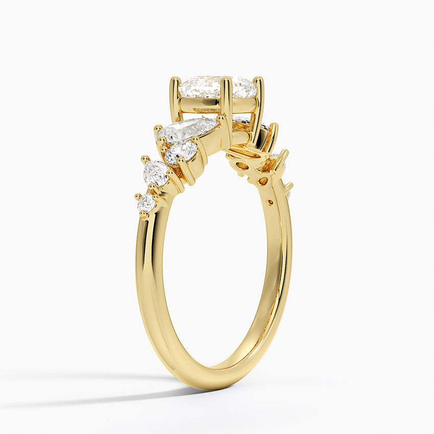 Olivetta Tapered Diamond Ring (1/2 ct. tw.) Yellow Gold 18k Cushion Engagement Ring