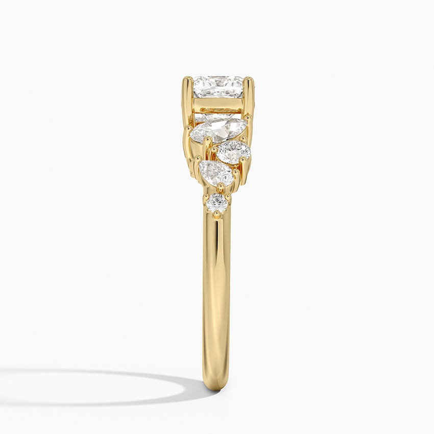 Olivetta Tapered Diamond Ring (1/2 ct. tw.) Yellow Gold 18k Cushion Engagement Ring