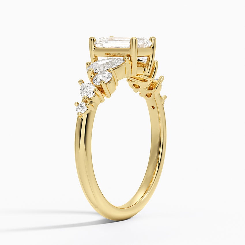 Olivetta Tapered Diamond Ring (1/2 ct. tw.) Yellow Gold 18k Emerald Engagement Ring