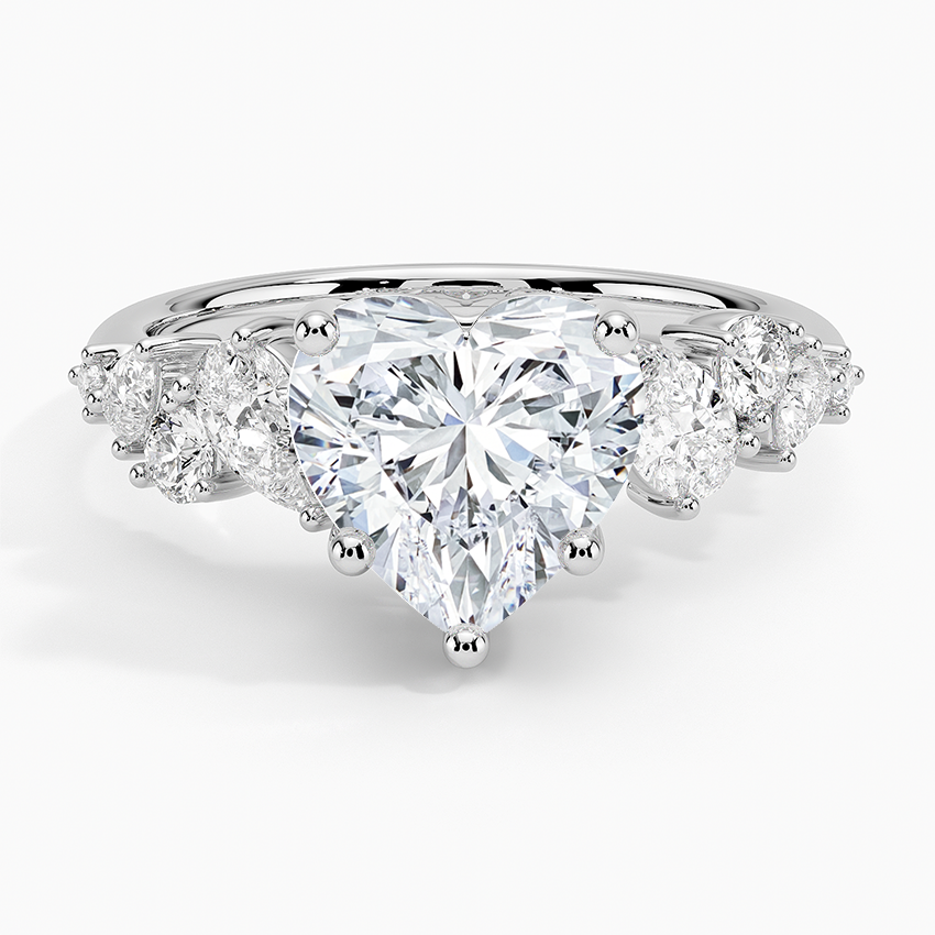 Olivetta Tapered Diamond Ring (1/2 ct. tw.) Platinum Heart Engagement Ring