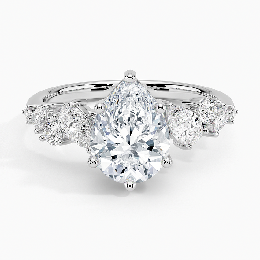 Olivetta Tapered Diamond Ring (1/2 ct. tw.) Platinum Pear Engagement Ring