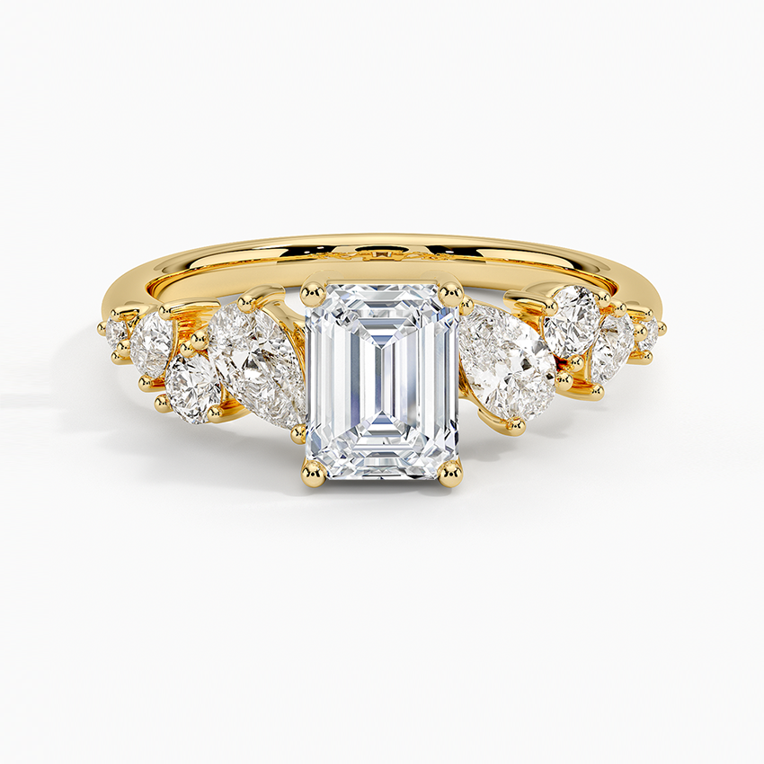 Olivetta Tapered Diamond Ring (1/2 ct. tw.) Yellow Gold 18k Emerald Engagement Ring