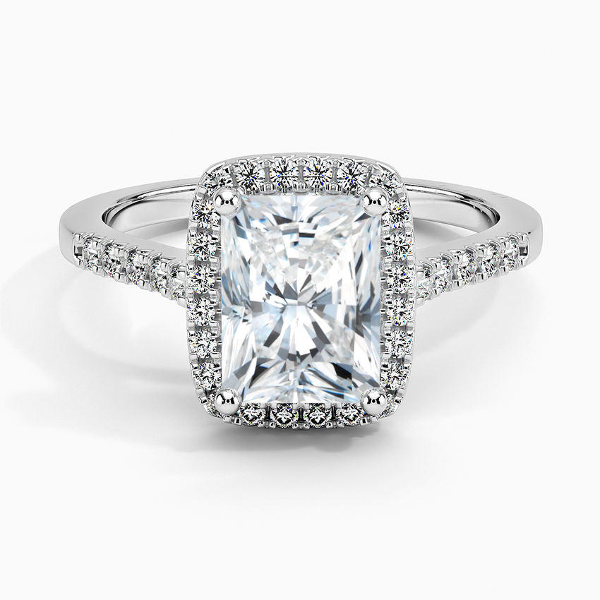 Odessa Halo Diamond Ring (1/5 ct. tw.) Platinum Radiant Engagement Ring