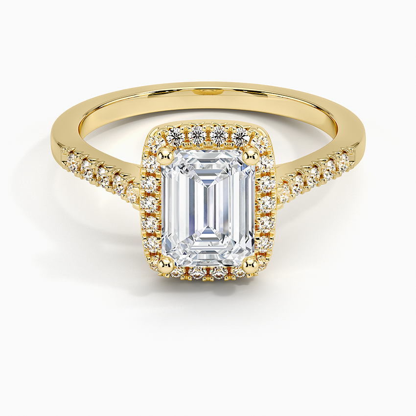 Odessa Halo Diamond Ring (1/5 ct. tw.) Yellow Gold 18k Emerald Engagement Ring