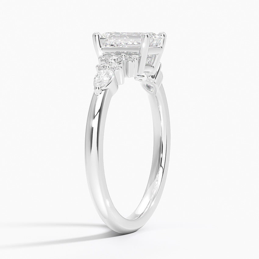 Rosette Diamond Ring Platinum Emerald Engagement Ring