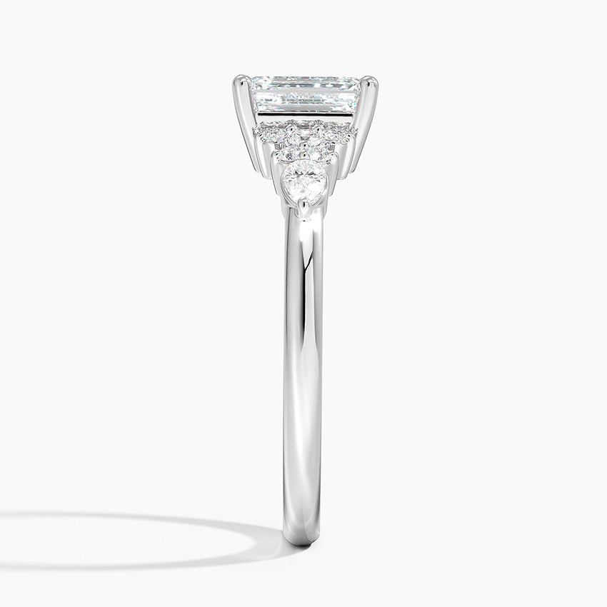 Rosette Diamond Ring Platinum Emerald Engagement Ring